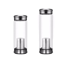 Private label stainless steel lid fruit infuser glass water bottle